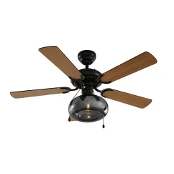 Ventilateur de plafond noir 107,5 cm avec interrupteur à tirette - Mistral Busa