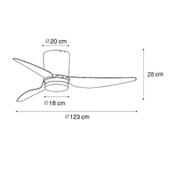 Ventilateur de plafond noir 123cm LED incluse Dimmable avec télécommande - Patty