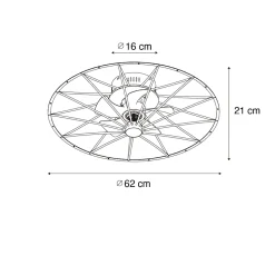 Ventilateur de plafond noir 62cm avec LED à intensité variable et télécommande - Yaran