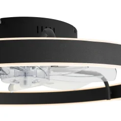 Ventilateur de plafond noir 70cm avec LED à intensité variable et télécommande - Maddy