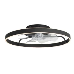 Ventilateur de plafond noir 70cm avec LED à intensité variable et télécommande - Maddy