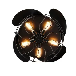 Ventilateur de plafond noir avec télécommande 5 lumières - Gaiola