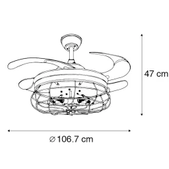 Ventilateur de plafond noir avec télécommande 5 lumières - Gaiola