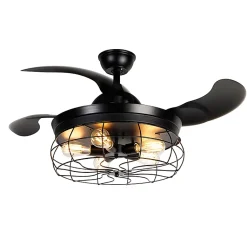 Ventilateur de plafond noir avec télécommande 5 lumières - Gaiola