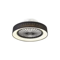 Ventilateur de plafond noir avec effet étoilé 47cm LED incluse dimmable avec télécommande - Emily