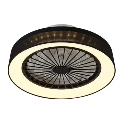 Ventilateur de plafond noir avec effet étoilé 47cm LED incluse dimmable avec télécommande - Emily