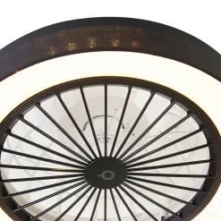 Ventilateur de plafond noir avec effet étoilé 47cm LED incluse dimmable avec télécommande - Emily
