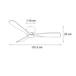 Ventilateur de plafond noir avec bois 131,5cm incl. LED à intensité variable avec télécommande - Jerri