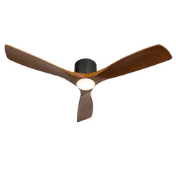 Ventilateur de plafond noir avec bois 131,5cm incl. LED à intensité variable avec télécommande - Jerri