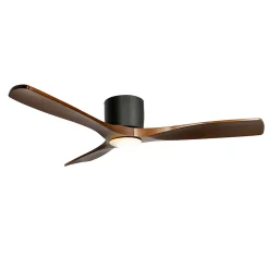 Ventilateur de plafond noir avec bois 131,5cm incl. LED à intensité variable avec télécommande - Jerri