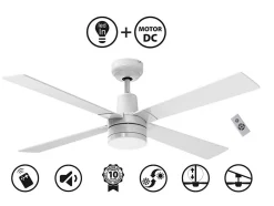 Ventilateur de plafond pales 122 cm avec LED et Wifi Réversible Hypersilence
