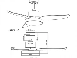 Ventilateur de plafond pales 122 cm avec LED et Wifi Réversible Hypersilence