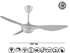 Ventilateur de plafond pales 132 cm avec LED et Wifi Réversible Hypersilence