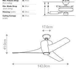 Ventilateur de Plafond Phree 142cm - Blanc