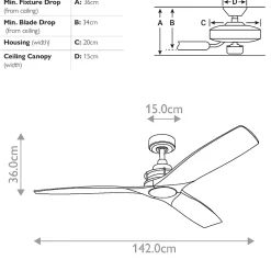 Ventilateur de Plafond Ried 142cm - Enclume de fer