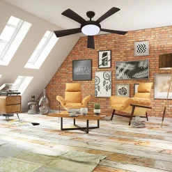 Ventilateur de plafond RÉTRO INDUS WALLIS 38W 132cm noir - FARELEK - 112433