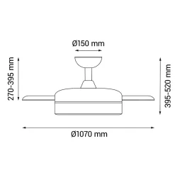 Ventilateur de plafond rétractable avec lumière LED marron