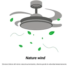 Ventilateur de plafond rétractable avec lumière LED marron