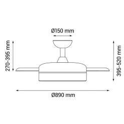 Ventilateur de plafond rétractable avec lumière métallique