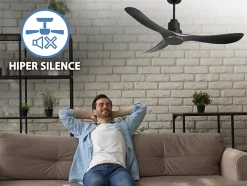 Ventilateur de plafond Réversible Thermostat Wifi Moteur à courant continu Toits en pente Télécommande Hypersilence Mémoire Shopi