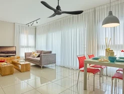 Ventilateur de plafond Réversible Thermostat Wifi Moteur à courant continu Toits en pente Télécommande Hypersilence Mémoire Shopi