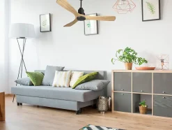 Ventilateur de plafond Réversible Thermostat Wifi Moteur à courant continu Toits en pente Télécommande Hypersilence Mémoire Shopi