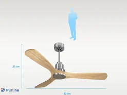 Ventilateur de plafond Réversible Thermostat Wifi Moteur à courant continu Toits en pente Télécommande Hypersilence Mémoire