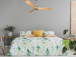 Ventilateur de plafond Réversible Thermostat Wifi Moteur à courant continu Toits en pente Télécommande Hypersilence Mémoire