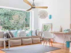 Ventilateur de plafond Réversible Thermostat Wifi Moteur à courant continu Toits en pente Télécommande Hypersilence Mémoire