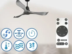 Ventilateur de plafond Réversible Thermostat Wifi Moteur à courant continu Toits en pente Télécommande Mémoire