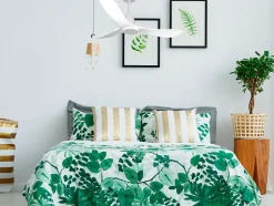 Ventilateur de plafond Réversible Thermostat Wifi Moteur à courant continu Toits en pente Télécommande Hypersilence Mémoire