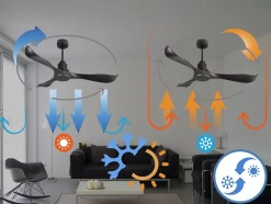 Ventilateur de plafond Réversible Thermostat Wifi Moteur à courant continu Toits en pente Télécommande Adaptateur 2/3 Lames Hyper