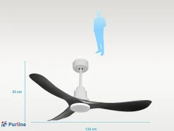 Ventilateur de plafond Réversible Thermostat Pays vendable Wifi Moteur à courant continu Toits en pente Télécommande Hypersilence