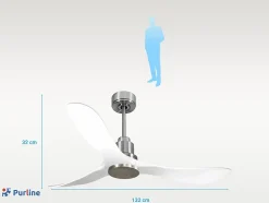 Ventilateur de plafond Réversible Thermostat Wifi Moteur à courant continu Toits en pente Télécommande Hypersilence Mémoire Shopi