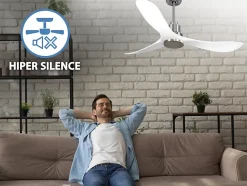 Ventilateur de plafond Réversible Thermostat Wifi Moteur à courant continu Toits en pente Télécommande Hypersilence Mémoire Shopi