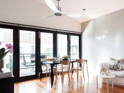 Ventilateur de plafond Réversible Thermostat Wifi Moteur à courant continu Toits en pente Télécommande Hypersilence Mémoire Shopi