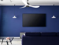 Ventilateur de plafond Réversible Thermostat Wifi Moteur à courant continu Toits en pente Télécommande Hypersilence Mémoire