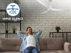 Ventilateur de plafond Réversible Thermostat Wifi Moteur à courant continu Toits en pente Télécommande Hypersilence Mémoire Shopi