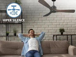 Ventilateur de plafond Réversible Thermostat Wifi Moteur à courant continu Toits en pente Télécommande Hypersilence Mémoire