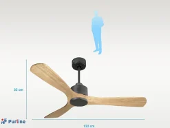 Ventilateur de plafond Réversible Thermostat Wifi Moteur à courant continu Toits en pente Télécommande Hypersilence Mémoire