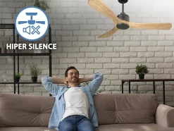 Ventilateur de plafond Réversible Thermostat Wifi Moteur à courant continu Toits en pente Télécommande Hypersilence Mémoire