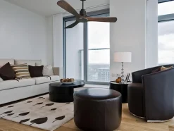 Ventilateur de plafond Réversible Thermostat Wifi Moteur à courant continu Toits en pente Télécommande Hypersilence Mémoire Shopi