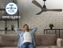 Ventilateur de plafond Réversible Thermostat Wifi Moteur à courant continu Toits en pente Télécommande Hypersilence Mémoire Shopi