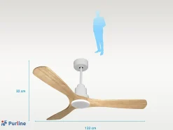 Ventilateur de plafond Réversible Thermostat Wifi Moteur à courant continu Toits en pente Télécommande Hypersilence Mémoire