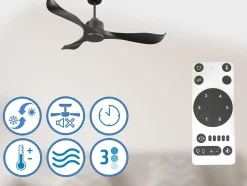 Ventilateur de plafond Réversible Thermostat Wifi Moteur à courant continu Toits en pente Télécommande Adaptateur 2/3 Lames Hyper