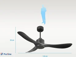 Ventilateur de plafond Réversible Thermostat Wifi Moteur à courant continu Toits en pente Télécommande Hypersilence Mémoire