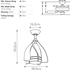 Ventilateur de Plafond Terna 38cm - Bronze brossé à l'huile