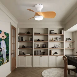 Ventilateur mini 58 cm LED 3 couleurs dimmable, 3 pales ABS, telecommande, moteur DC