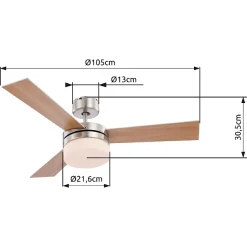 Ventilateur métal nickel mat, 2x E14 ALANA