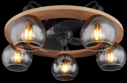 Ventilateur métal noir mat, 5x E27 LAMOTTA